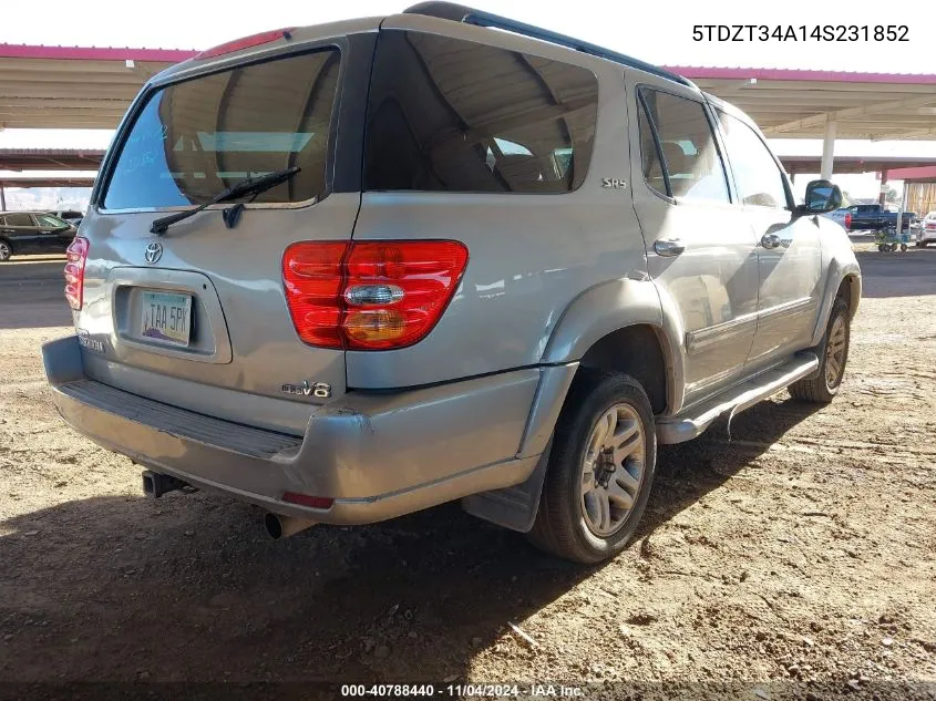 2004 Toyota Sequoia Sr5 V8 VIN: 5TDZT34A14S231852 Lot: 40788440