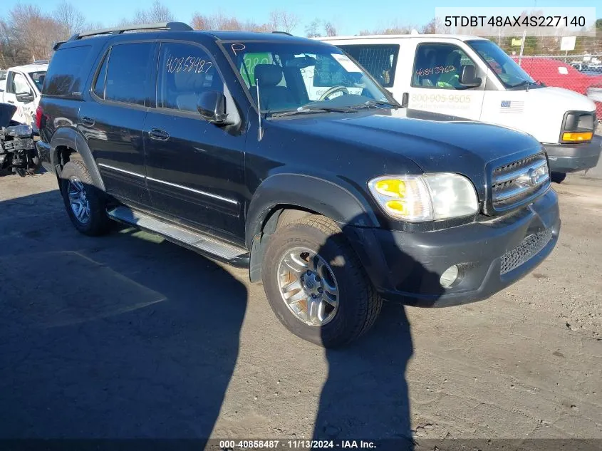 2004 Toyota Sequoia Limited V8 VIN: 5TDBT48AX4S227140 Lot: 40858487