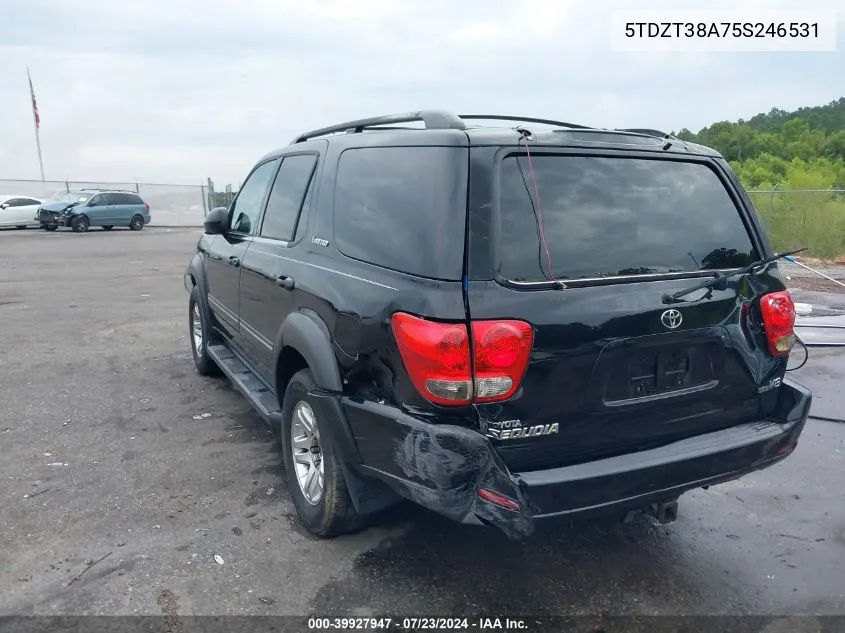 2005 Toyota Sequoia Limited V8 VIN: 5TDZT38A75S246531 Lot: 39927947