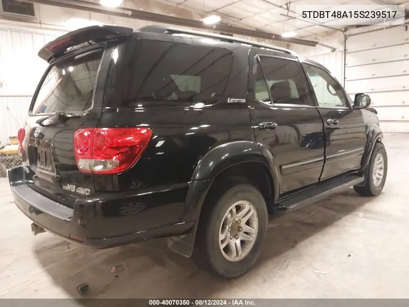 2005 Toyota Sequoia Limited V8 VIN: 5TDBT48A15S239517 Lot: 40070350