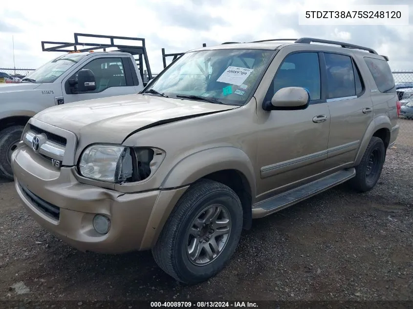 2005 Toyota Sequoia Limited VIN: 5TDZT38A75S248120 Lot: 40089709