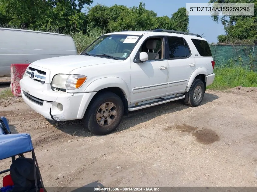 5TDZT34A35S259296 2005 Toyota Sequoia Sr5 V8