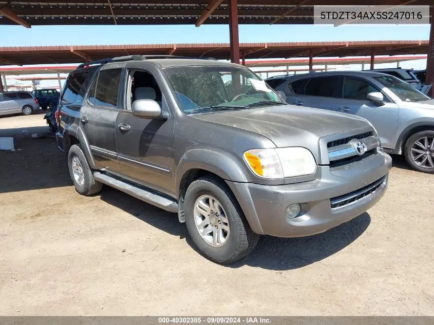 2005 Toyota Sequoia Sr5 V8 VIN: 5TDZT34AX5S247016 Lot: 40302385