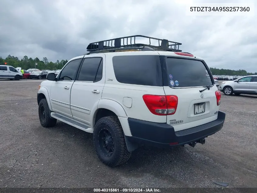 2005 Toyota Sequoia Sr5 V8 VIN: 5TDZT34A95S257360 Lot: 40315861