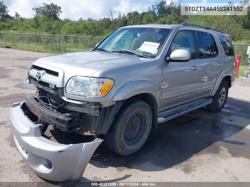 2005 Toyota Sequoia Sr5 V8 VIN: 5TDZT34A45S241552 Lot: 40321309