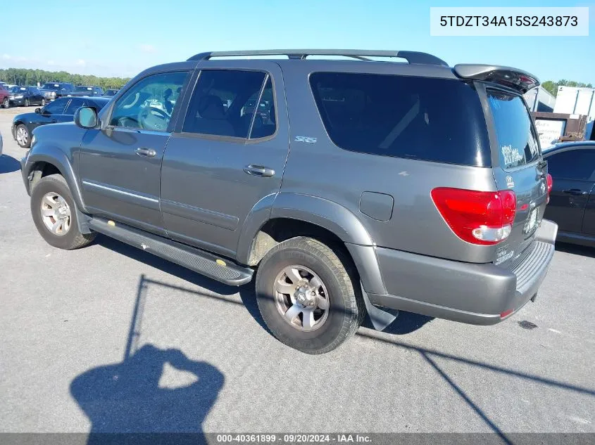 2005 Toyota Sequoia Sr5 V8 VIN: 5TDZT34A15S243873 Lot: 40361899