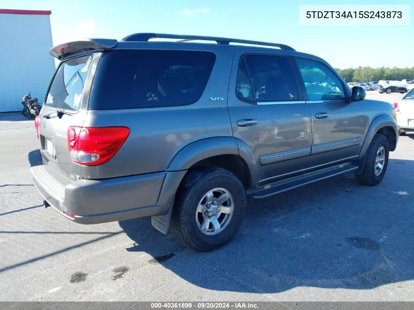 2005 Toyota Sequoia Sr5 V8 VIN: 5TDZT34A15S243873 Lot: 40361899