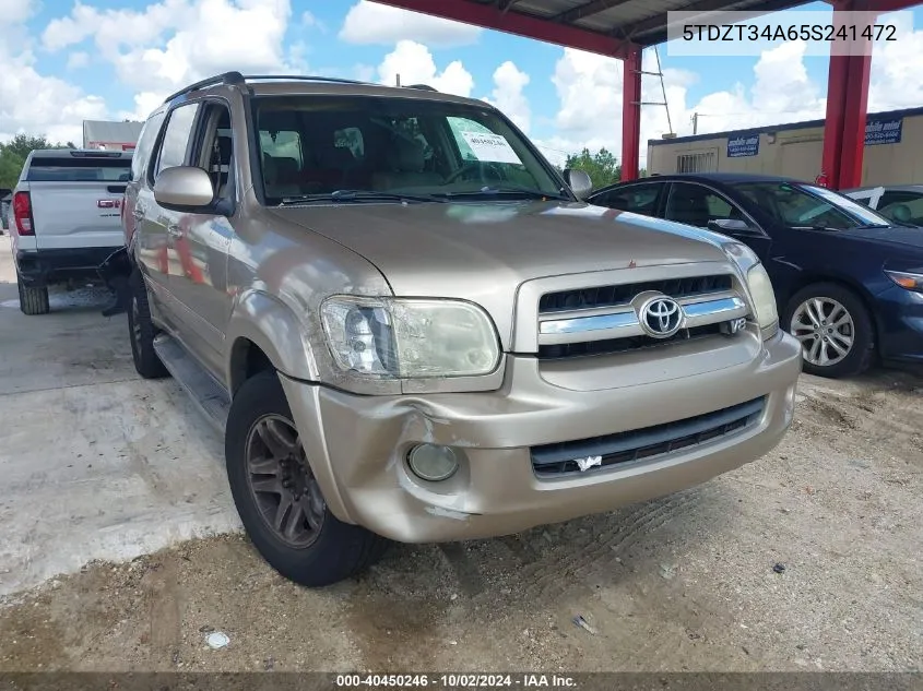 2005 Toyota Sequoia Sr5 V8 VIN: 5TDZT34A65S241472 Lot: 40450246