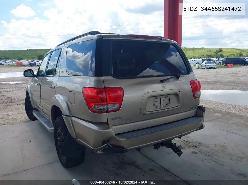 2005 Toyota Sequoia Sr5 V8 VIN: 5TDZT34A65S241472 Lot: 40450246