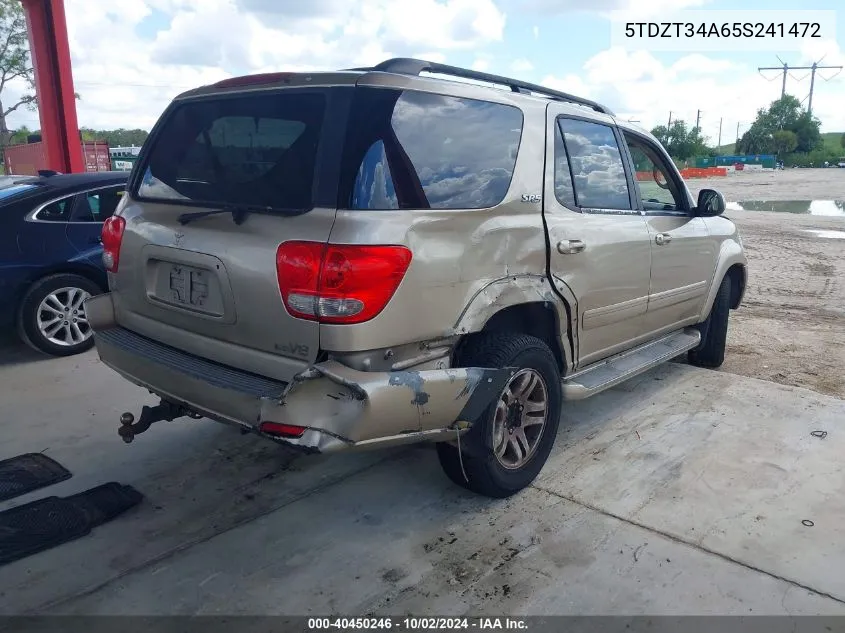 2005 Toyota Sequoia Sr5 V8 VIN: 5TDZT34A65S241472 Lot: 40450246