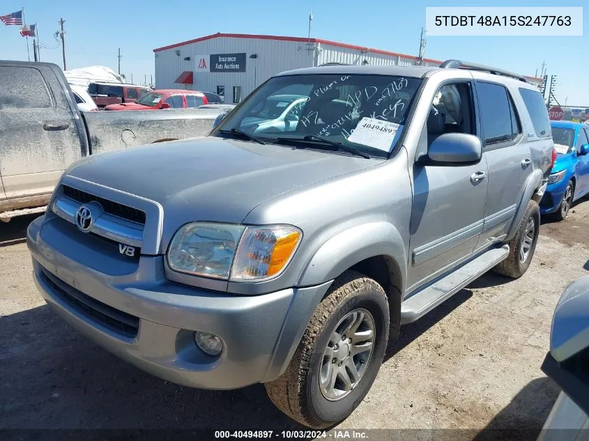 2005 Toyota Sequoia Limited V8 VIN: 5TDBT48A15S247763 Lot: 40494897