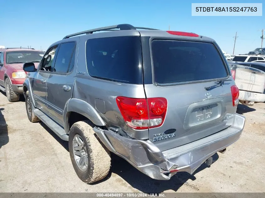 2005 Toyota Sequoia Limited V8 VIN: 5TDBT48A15S247763 Lot: 40494897