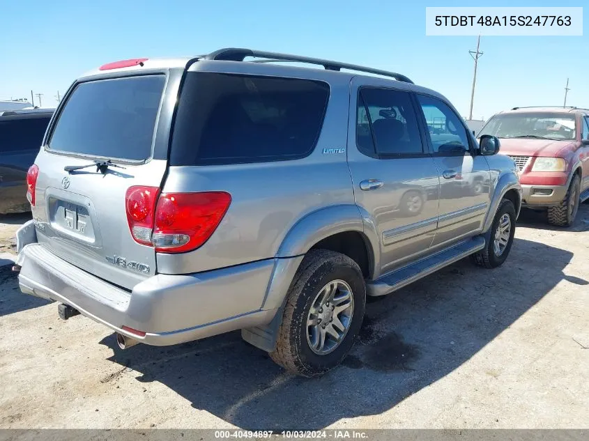 2005 Toyota Sequoia Limited V8 VIN: 5TDBT48A15S247763 Lot: 40494897