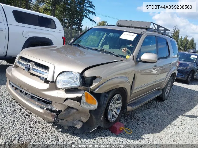 2005 Toyota Sequoia Sr5 V8 VIN: 5TDBT44A05S238560 Lot: 40501839