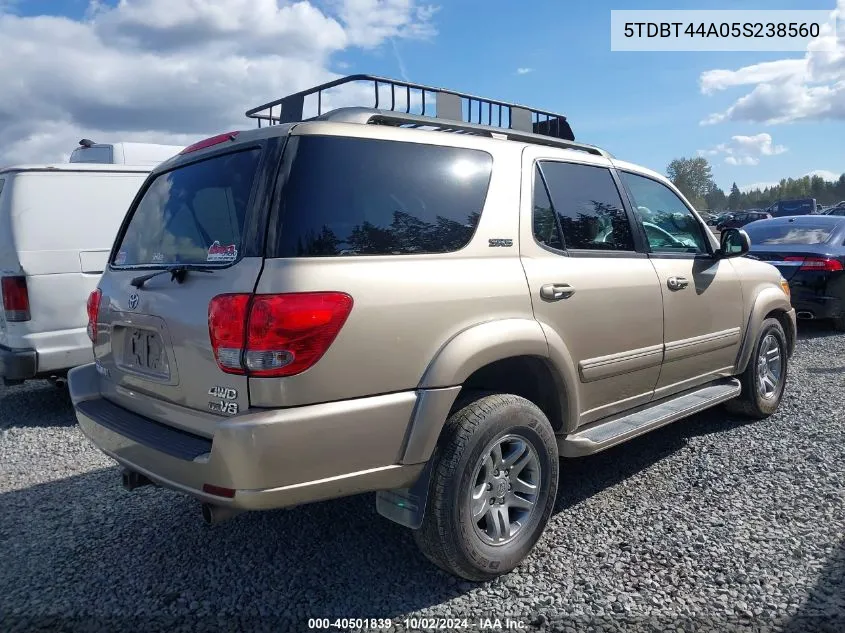 2005 Toyota Sequoia Sr5 V8 VIN: 5TDBT44A05S238560 Lot: 40501839