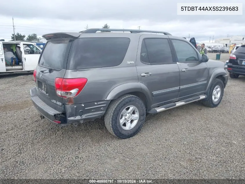 2005 Toyota Sequoia Sr5 V8 VIN: 5TDBT44AX5S239683 Lot: 40550797