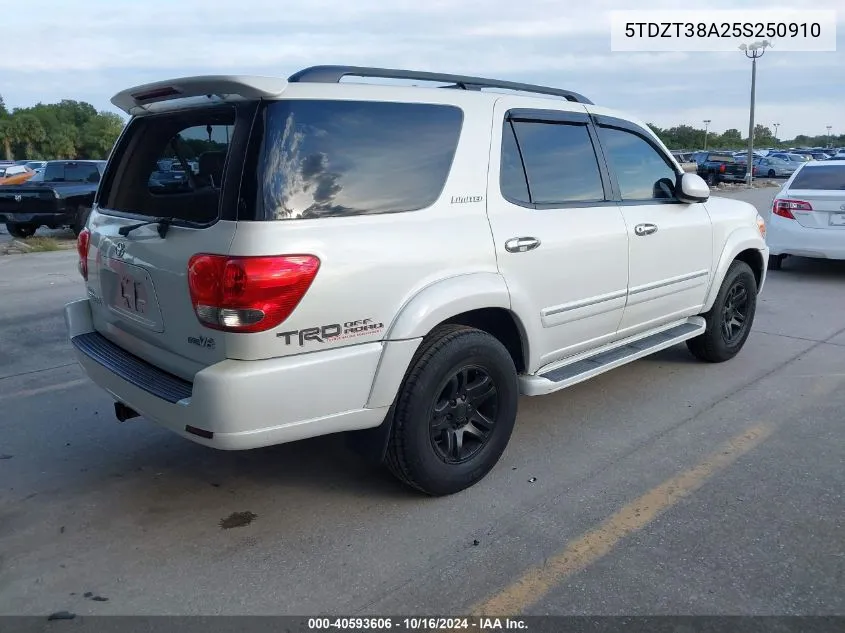 2005 Toyota Sequoia Limited V8 VIN: 5TDZT38A25S250910 Lot: 40593606