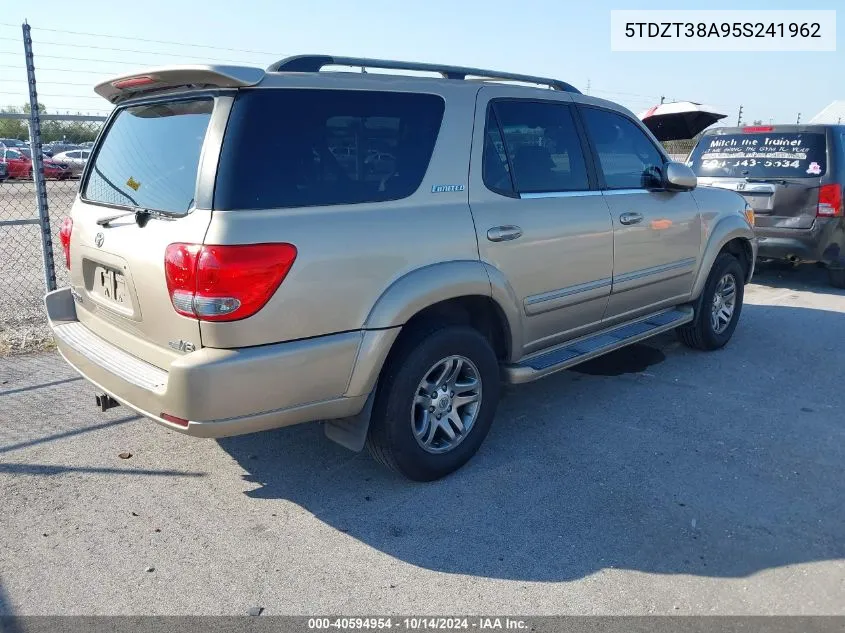 2005 Toyota Sequoia Limited V8 VIN: 5TDZT38A95S241962 Lot: 40594954