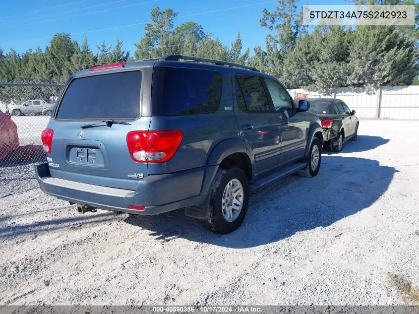 2005 Toyota Sequoia Sr5 V8 VIN: 5TDZT34A75S242923 Lot: 40598386