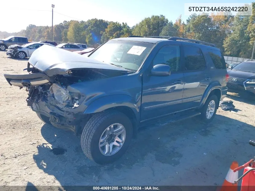 2005 Toyota Sequoia Sr5 V8 VIN: 5TDZT34A65S242220 Lot: 40691205