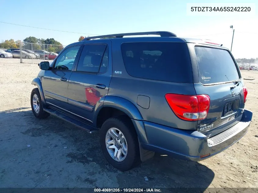 2005 Toyota Sequoia Sr5 V8 VIN: 5TDZT34A65S242220 Lot: 40691205