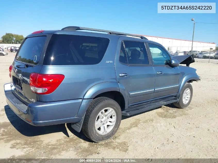 2005 Toyota Sequoia Sr5 V8 VIN: 5TDZT34A65S242220 Lot: 40691205