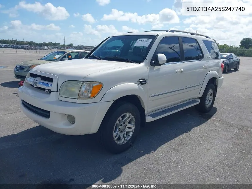 2005 Toyota Sequoia Sr5 VIN: 5TDZT34A25S247740 Lot: 40838067