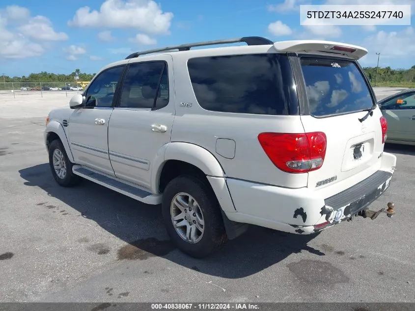 2005 Toyota Sequoia Sr5 VIN: 5TDZT34A25S247740 Lot: 40838067