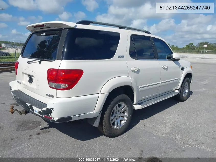 2005 Toyota Sequoia Sr5 VIN: 5TDZT34A25S247740 Lot: 40838067