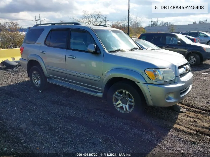 2005 Toyota Sequoia Limited V8 VIN: 5TDBT48A45S245408 Lot: 40839720