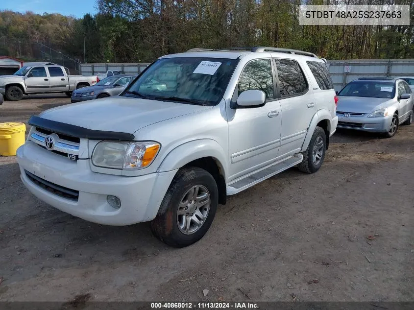 2005 Toyota Sequoia Limited V8 VIN: 5TDBT48A25S237663 Lot: 40868012