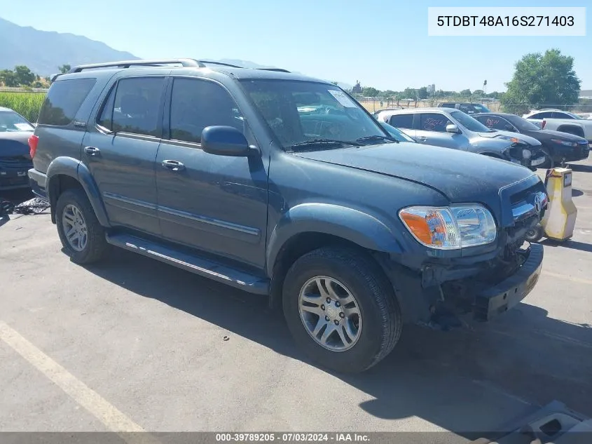 2006 Toyota Sequoia Limited V8 VIN: 5TDBT48A16S271403 Lot: 39789205