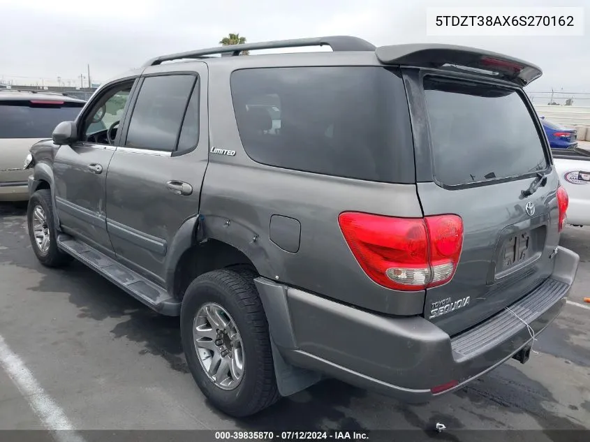 2006 Toyota Sequoia Limited V8 VIN: 5TDZT38AX6S270162 Lot: 39835870