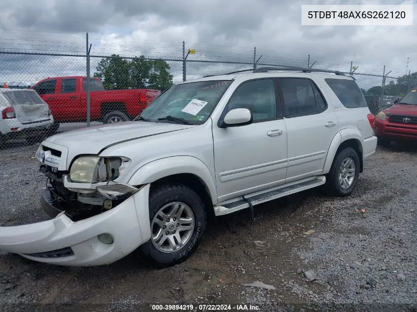 2006 Toyota Sequoia Limited V8 VIN: 5TDBT48AX6S262120 Lot: 39894219