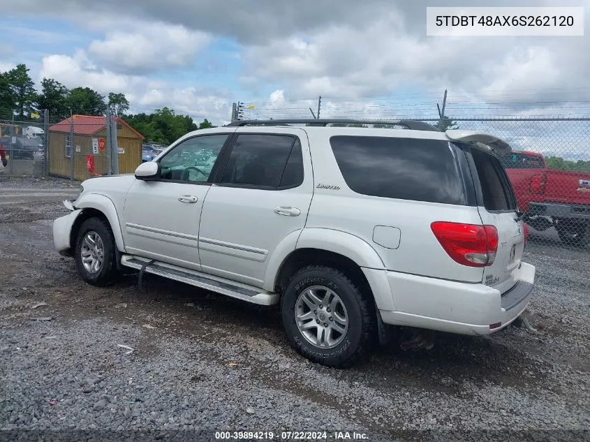 2006 Toyota Sequoia Limited V8 VIN: 5TDBT48AX6S262120 Lot: 39894219