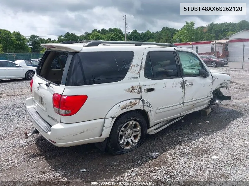 2006 Toyota Sequoia Limited V8 VIN: 5TDBT48AX6S262120 Lot: 39894219