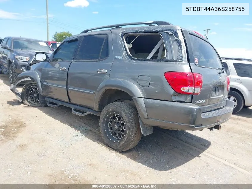 2006 Toyota Sequoia Sr5 V8 VIN: 5TDBT44A36S258755 Lot: 40120007