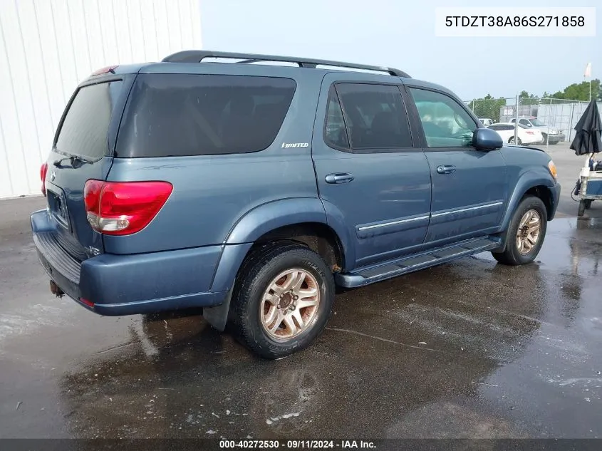 2006 Toyota Sequoia Limited V8 VIN: 5TDZT38A86S271858 Lot: 40272530