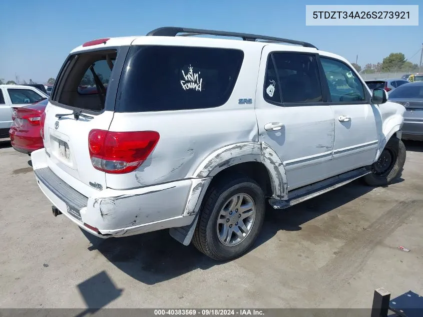 2006 Toyota Sequoia Sr5 V8 VIN: 5TDZT34A26S273921 Lot: 40383569