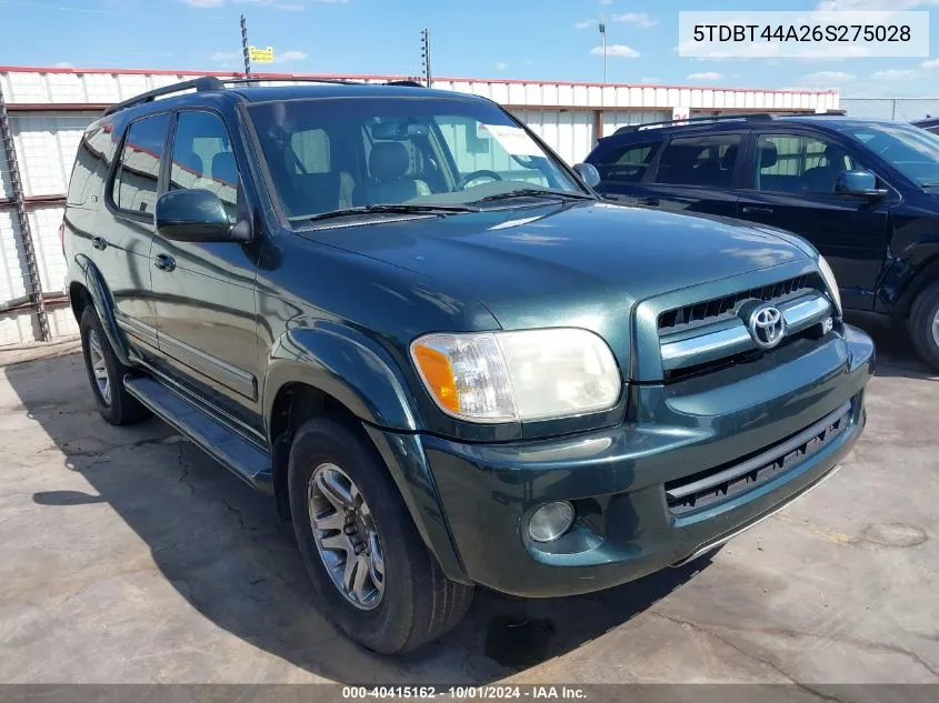 2006 Toyota Sequoia Sr5 V8 VIN: 5TDBT44A26S275028 Lot: 40415162