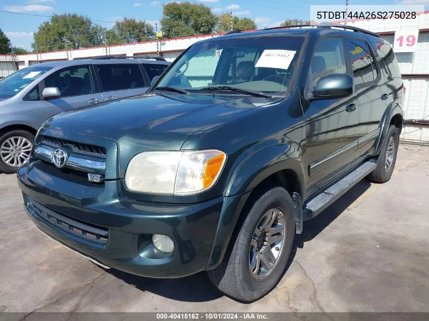 2006 Toyota Sequoia Sr5 V8 VIN: 5TDBT44A26S275028 Lot: 40415162