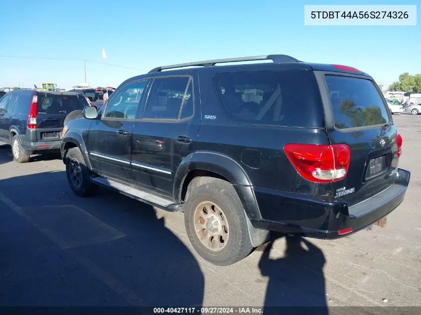 2006 Toyota Sequoia Sr5 V8 VIN: 5TDBT44A56S274326 Lot: 40427117