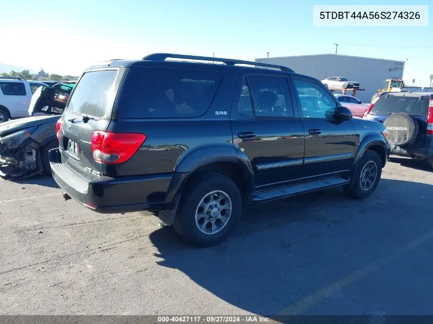 5TDBT44A56S274326 2006 Toyota Sequoia Sr5 V8