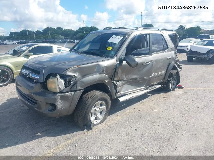 2006 Toyota Sequoia Sr5 VIN: 5TDZT34A86S267685 Lot: 40466214