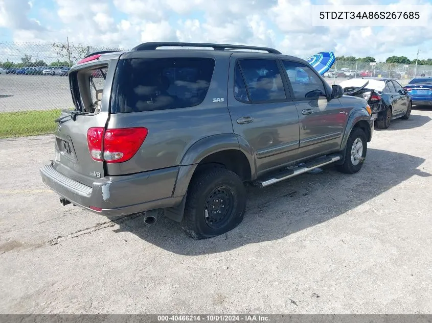 2006 Toyota Sequoia Sr5 VIN: 5TDZT34A86S267685 Lot: 40466214