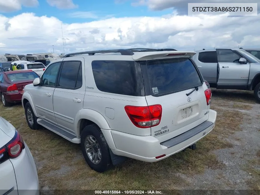 2006 Toyota Sequoia Limited VIN: 5TDZT38A86S271150 Lot: 40515864