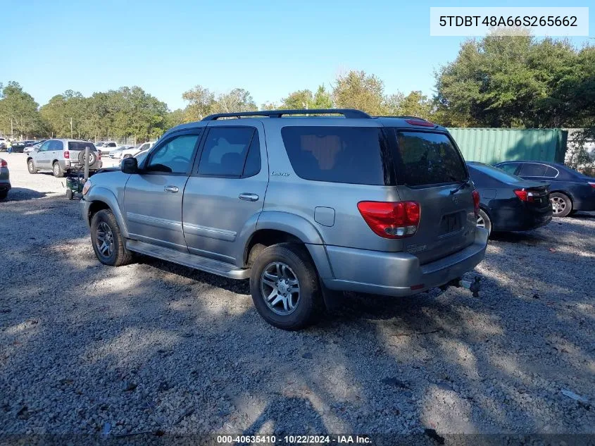 2006 Toyota Sequoia Limited V8 VIN: 5TDBT48A66S265662 Lot: 40635410