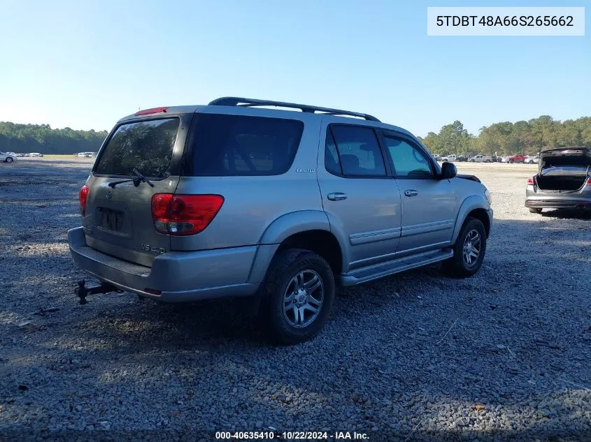 2006 Toyota Sequoia Limited V8 VIN: 5TDBT48A66S265662 Lot: 40635410