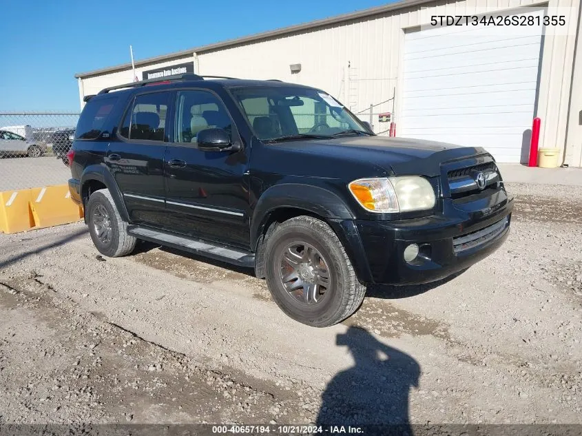 2006 Toyota Sequoia Sr5 V8 VIN: 5TDZT34A26S281355 Lot: 40657194