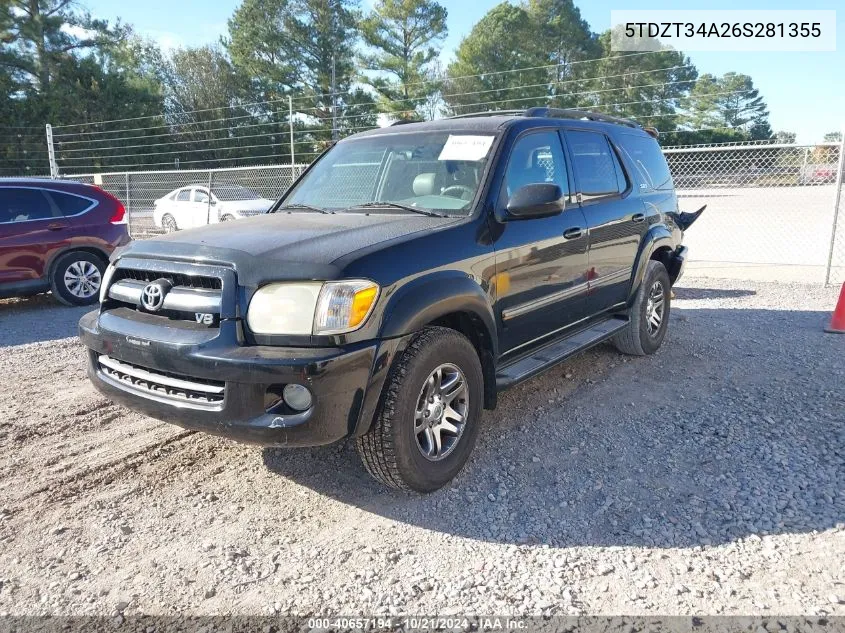 2006 Toyota Sequoia Sr5 V8 VIN: 5TDZT34A26S281355 Lot: 40657194